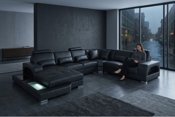 Design Leder Polster Sitz Ecke Zimmer Sofa Eck Sofas Landschaft Designer Wohn