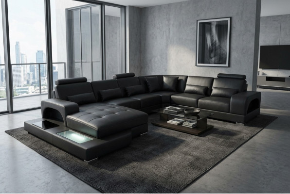 Design Leder Polster Sitz Ecke Zimmer Sofa Eck Sofas Landschaft Designer Wohn