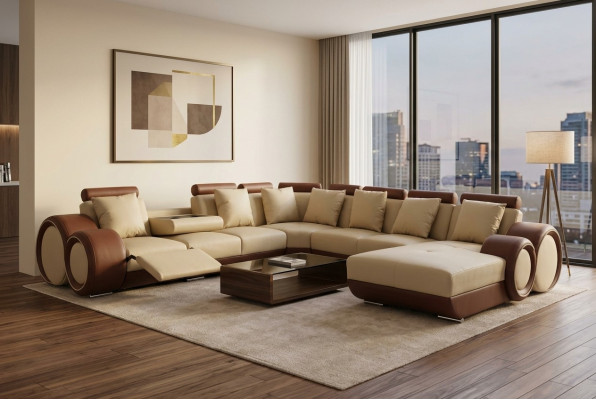 Couch Eck Sofa Leder Eck Garnitur Ecke Landschaft Polster Deko Design Wohn