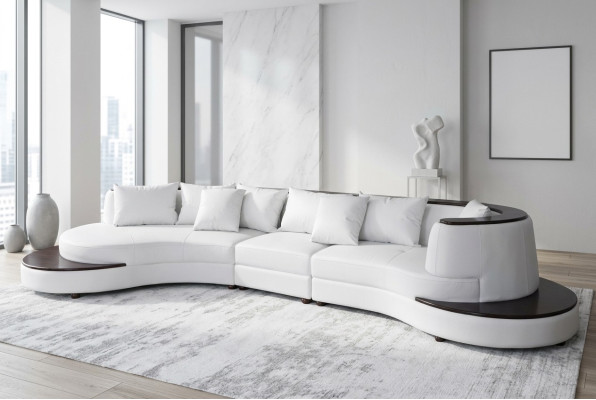 Luxus Wohn Eck Leder Garnitur Polster XXL Big Sofa Couch U Form Ecke