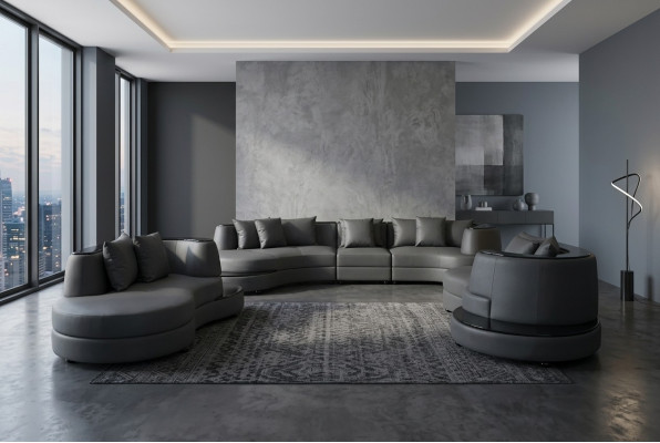 Luxus Wohn Eck Leder Deko Garnitur Landschaft Polster Ecke XXL Big Sofa