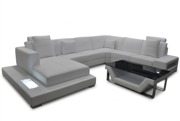 Eck Leder Sofa Couch Polster Ecke Sitz Garnitur Wohnlandschaft Design XXL U Form