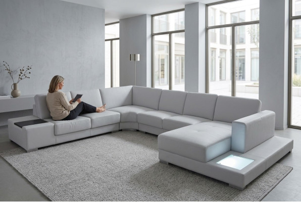 Eck Sofa Couch Polster Ecke Wohn Zimmer Landschaft Designer Couchen Textil