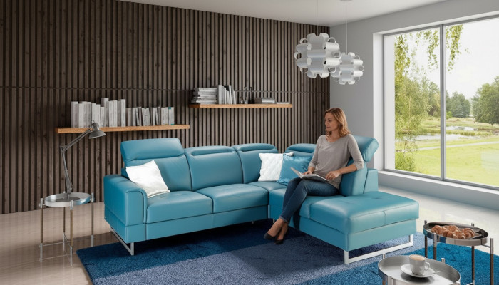 Leder Sitz Garnitur Designer Wohnlandschaft Ecksofa Sofa Couch Sofa L-Form Neu