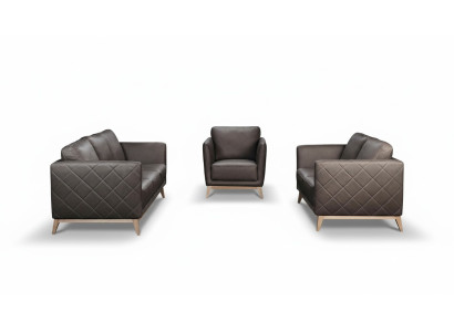 Leder Design Couch Polster Sitz 3+1+1 Garnitur Sofa Garnituren Kunstleder Sofas