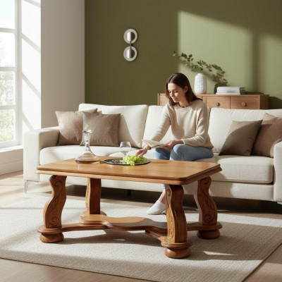 Echtholz Tisch Klassischer Couchtisch Sofa Beistell Tische Holz Handarbeit
