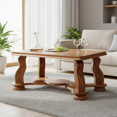 Echtholz Tisch Klassischer Couchtisch Sofa Beistell Tische Holz Handarbeit