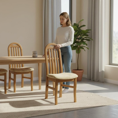 Ess Zimmer Gruppe Set Stuhl Garnitur Sitz Polster Wohnzimmer Holz 6x Stühle