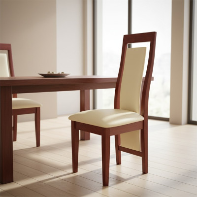 Lehn Stuhl Massiv Holz Sessel Holz Leder Polster Stühle Gastro Design