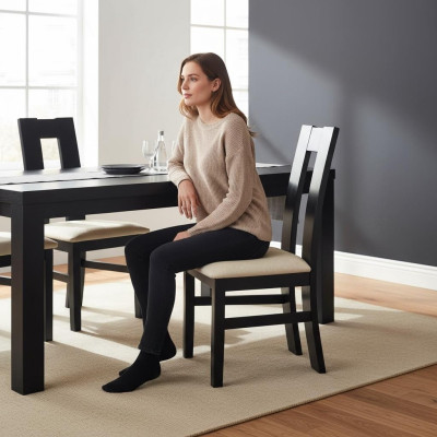 Set 6x Sessel Stuhl Gruppe Garnitur Holz Lehn Polster Stühle 100%Leder