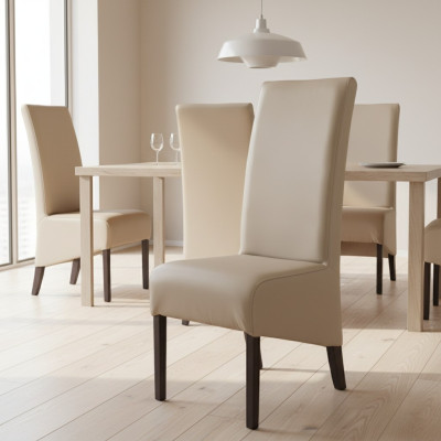Design Lehnstuhl Sessel Holz Leder Polster Esszimmer Textil Gastro Stuhl