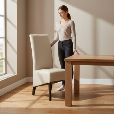 Set 6x Sessel Stuhl Design Holz Leder Polster Stühle Gastro Esszimmer Gruppe