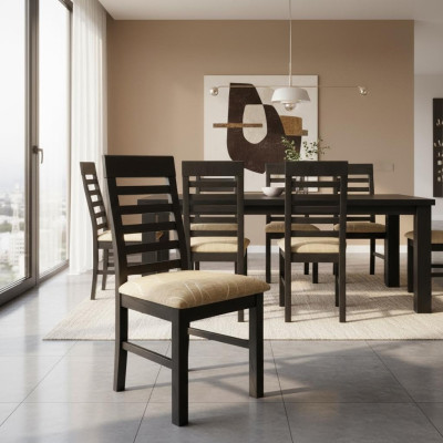 Stuhl Textil Design Holz Polster Gastro Esszimmer Stoff Stühle Lehnstuhl