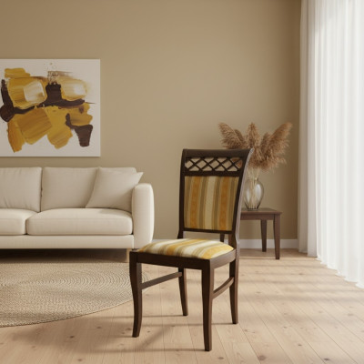 Set 6x Sessel Stuhl Designer Holz Stoff Polster Stühle Gastro Esszimmer Textil