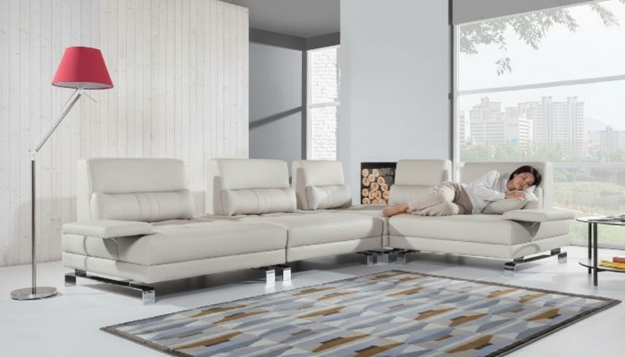 Ecksofa Wohnlandschaft Polster Eck Sofa Sitz Garnitur Moderne 100% Leder Couch