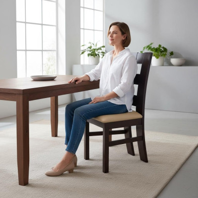 Design Lehnstuhl Sessel Holz Stoff Polster Esszimmer Leder Gastro Stuhl