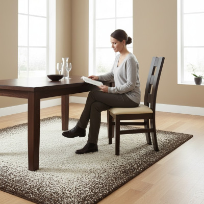 Set 4x Esszimmer Leder Esszimmerstuhl Sessel Massivholz Polster Stühl