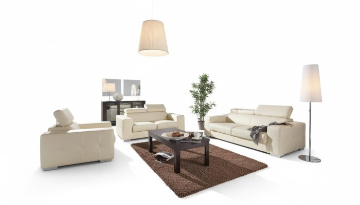 Sofagarnitur 3+1 Sitzer Set Design Sofas Polster Couchen Leder Deko Relax