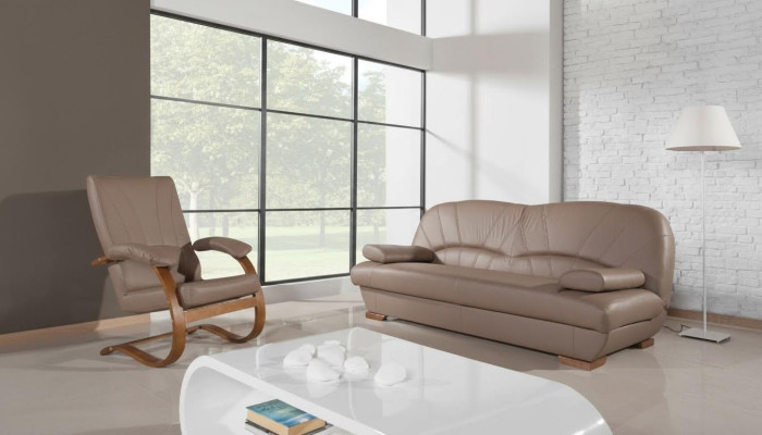 Design Sofa Echtleder Sofagarnitur 3+1 Sitz Modernes Couch Polster