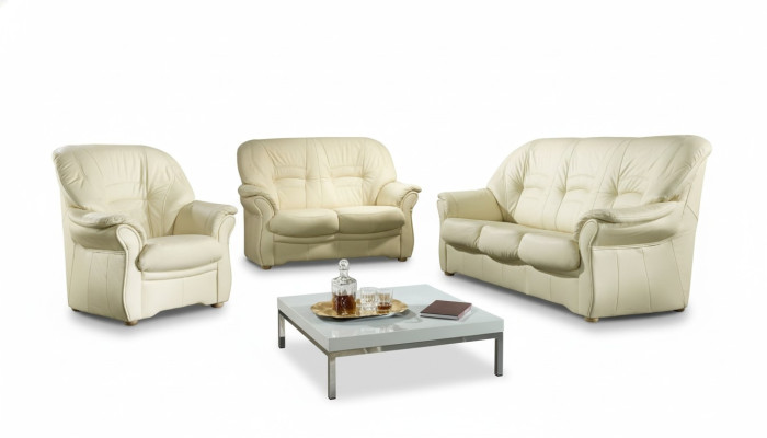 Klassische Wohnzimmer Garnitur 3+2+1 100% Vollleder Couch Sitz Polster