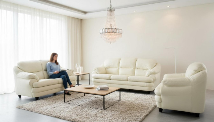 Sofagarnitur 3+1 Sitzer Set Design Sofas Polster Deko Couchen Leder Relax
