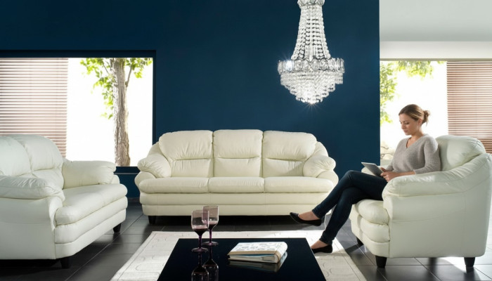 Kino Couch Dreisitzer Couch 3 Sitzer Polster Sofa Leder Sofas Couchen