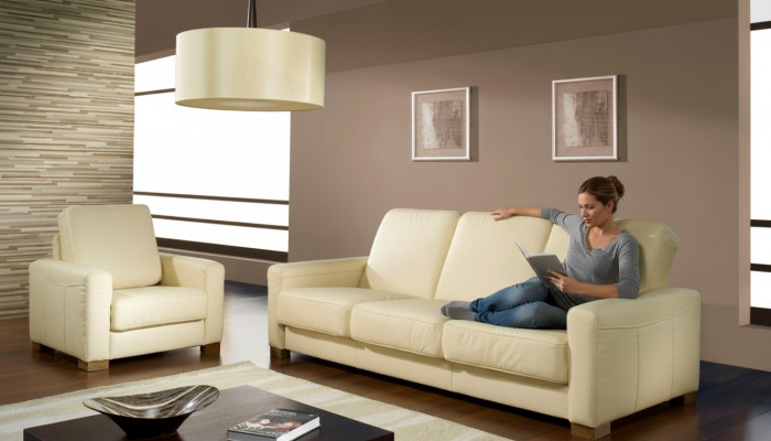 Klassische Dreisitzer Couch Ledersofa Couch Polster Sofa 3 Sitzer Leder