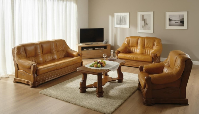 Dreisitzer Couch Klassische Ledersofa Couch Polster Sofa 3 Sitzer Leder