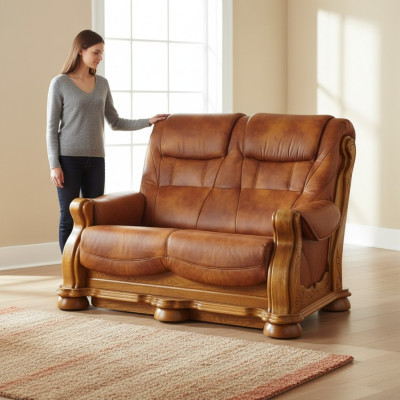 Zweisitzer Couch Klassische Ledersofa Polster Couch Sofa 2 Sitzer Leder