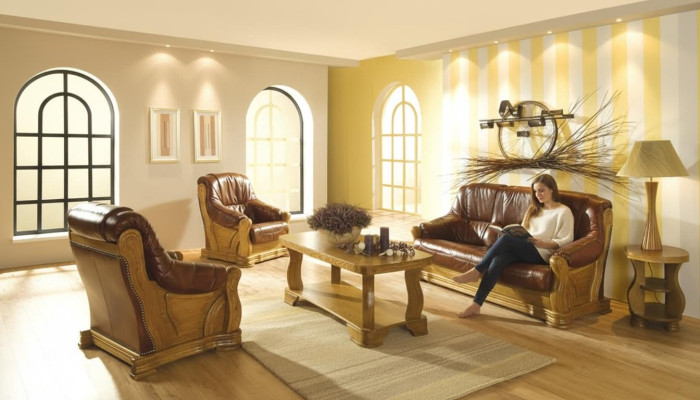 Sofa Dreisitzer Klassische Couch Polster 3 Sitzer 100% Leder Couchen