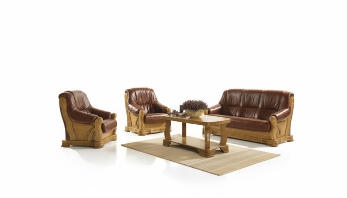 Sofa Dreisitzer Klassische Couch Polster 3 Sitzer 100% Leder Couchen