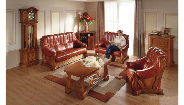 Komplettes Ledersofa Set Ledercouchen Luxus Wohnzimmer Sofas 3+2
