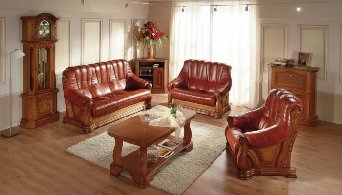 Komplettes Ledersofa Set Ledercouchen Luxus Wohnzimmer Sofas 3+2