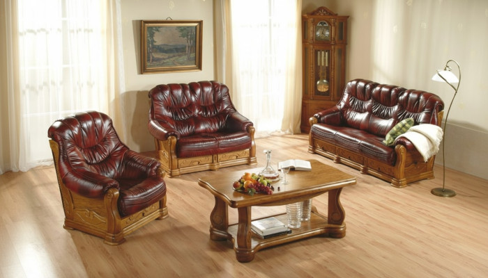 Klassische Dreisitzer Couch Couch Polster Sofa 3 Sitzer Leder Deko Couchen