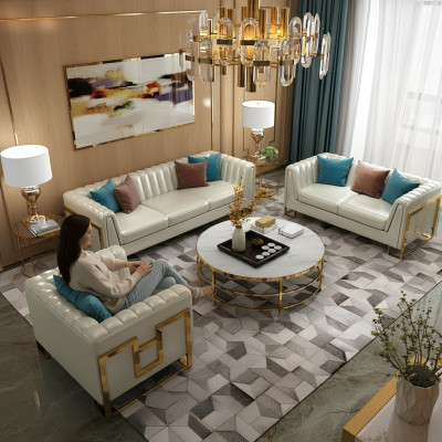 Garnitur Couch Polster Leder Sofa Couchen Polster Sitz 2+1 Designer