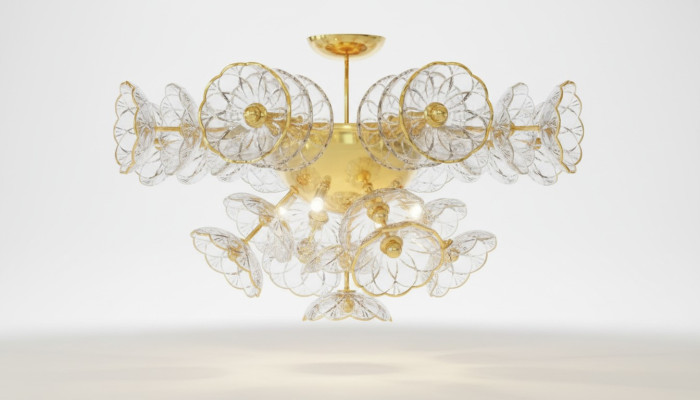 Design Kronleuchter Bohemia Leuchte Gold Kristall Lampe Lampen Leuchten Decken