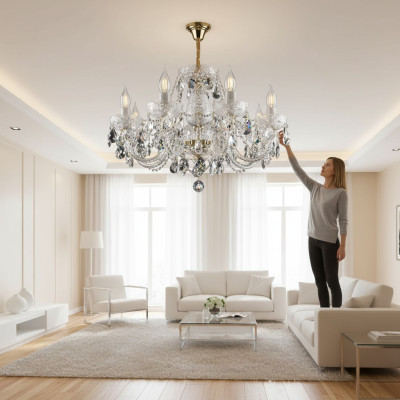 XXL Leuchte 8x Lampen Kronleuchter Palast Villa Leuchten Lampe Kristall Luster