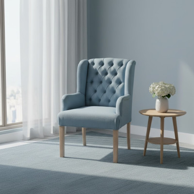 Chesterfield Hellblaue Stühle Stilvolle Sessel Hotel Einrichtung Polster Stuhl 6-er Set