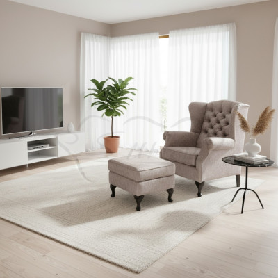 Hocker Beige Designer Luxus Hocker Polster Sitz Textil Relax Beistell Sofa
