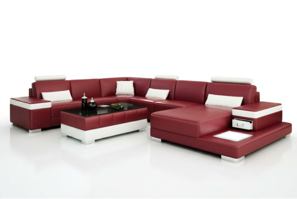 Ledersofa Couch Wohnlandschaft Ecksofa Garnitur Design Modern Neu Sofa Licht USB