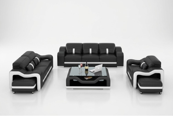 Design Sofagarnitur Couch Polster Sofas Leder Modern 3+2 Sitzer Komplett Set Neu