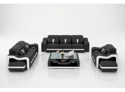 Design Sofagarnitur Couch Polster Sofas Leder Modern 3+2 Sitzer Komplett Set Neu