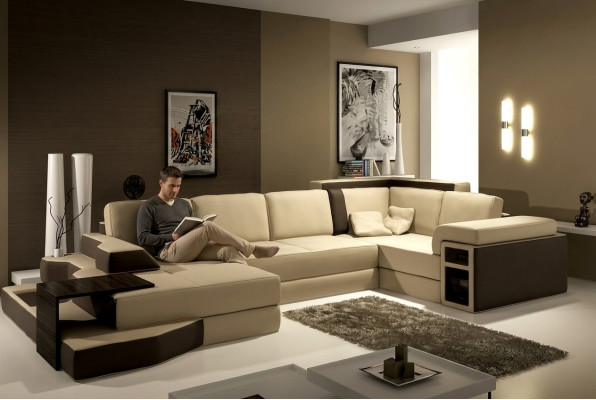 XXL Design Big Sofa +USB Ecksofa Couch Wohlandschaft U Form Leder Textil Ecke