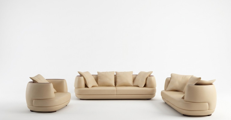 Sofagarnitur + USB Luxus Designer Couch Polster 3+2+1 Leder Sofa Sitz Beige NEW