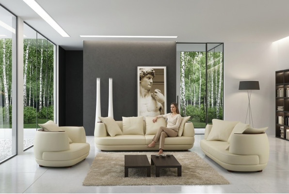 Perfekte Harmonie Großes Leder-Ecksofa U-Form für ein stilvolles Wohnzimmer