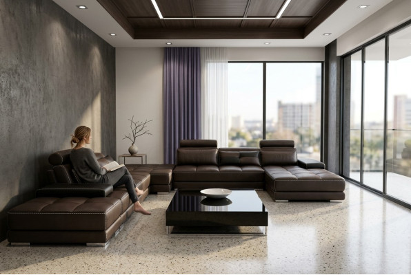 Ledersofa Couch Wohnlandschaft Ecksofa Eck Garnitur Design Modern Sofa + USB Neu