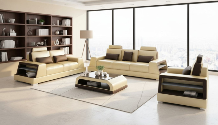 Multifunktions Couch Relax Sofa Leder Polster Dreisitzer Design 3er Neu Couchen
