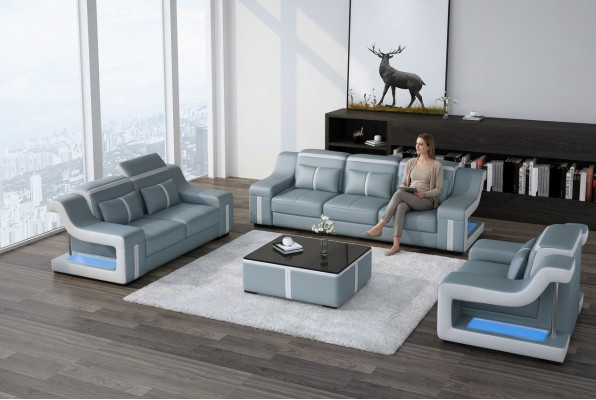 Sofagarnitur 3+1 Sitzer G8047D Couch Polster Sitz Garnitur Sofa Wohnzimmer Leder