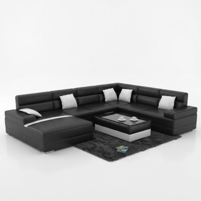 Ledersofa Couch Wohnlandschaft Ecksofa Eck Garnitur Design Modern Sofa UForm USB