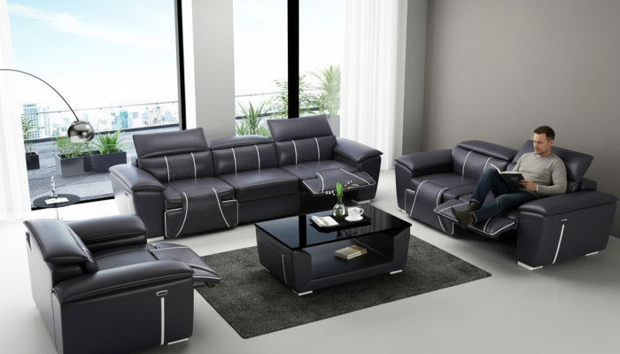 Sofagarnitur Couch Polster Sofa 3+3 Komplett Set Design Leder 2tlg. Garnituren